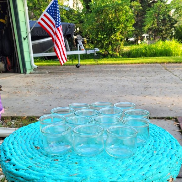Fourteen Clear Glass Pudding Jars - Picture 1 of 6